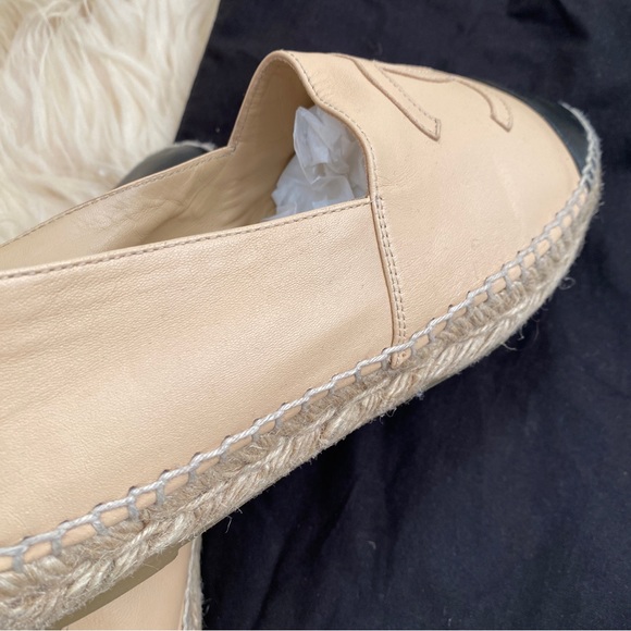 💯% AUTHENTIC Pre Loved Chanel Espadrilles Beige/black size 37 - Picture 5 of 11